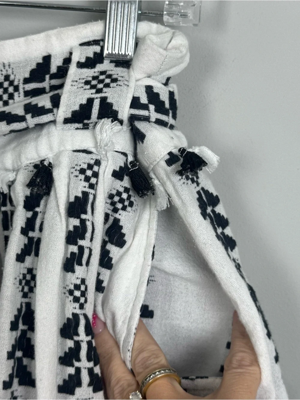 DODO BAR OR | Ariana Woven Tassel Belted Mini Skirt Black & White Women’s Size L